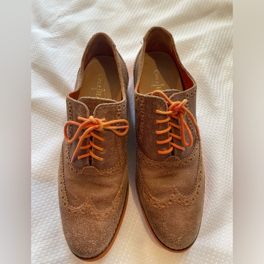 Cole Haan Alisa Sequoia Oxford Wingtip Shoes, Brown and Orange, Size 7 - Picture 4 of 6
